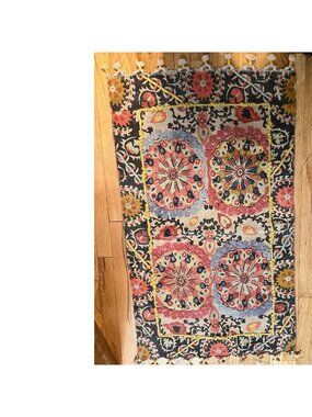 Chelsea & Theodore Home Cotton Area Rug 30x48 Boho Floral Medallion Tassel